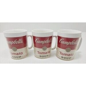 Campbell's Tomato Soup Vintage Plastic Cup Mug West Bend Thermo-Serv Set Of 3